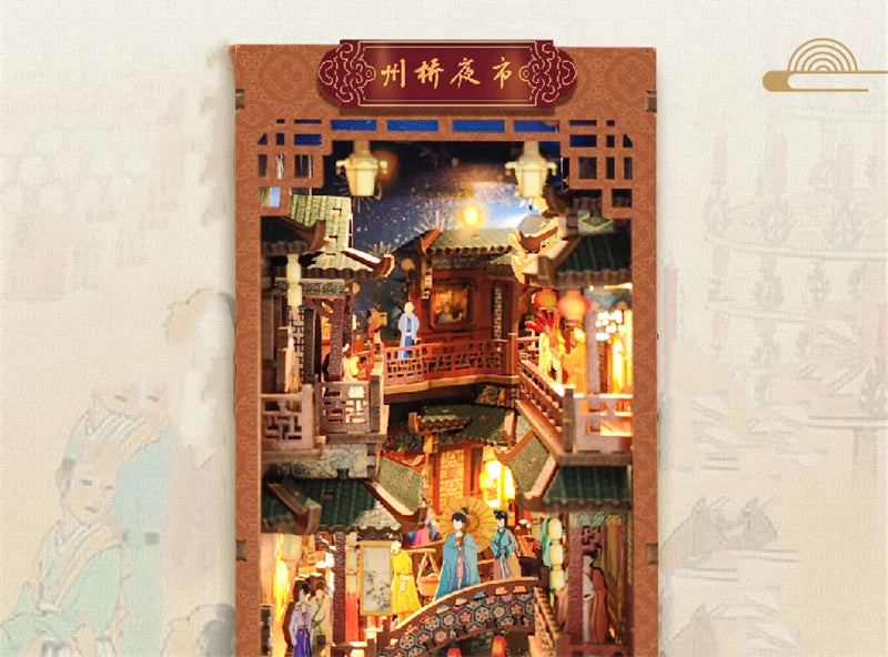 Close-up of Ancient Chinese Market Book Nook Kit