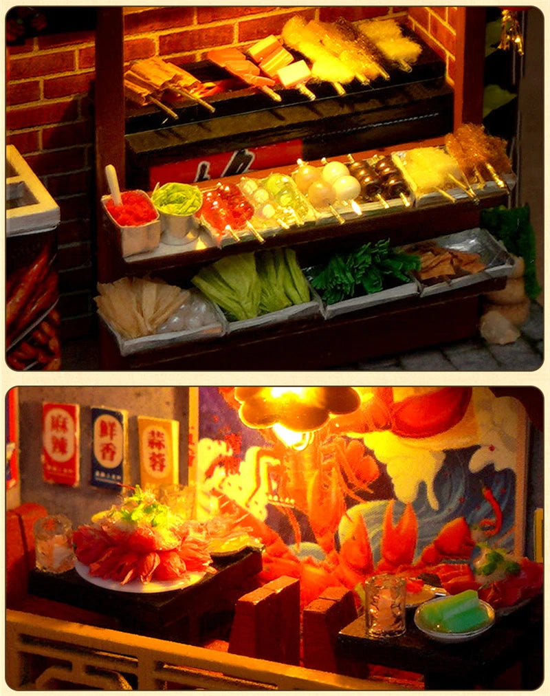 Close-up of food stalls in Chinese book nook