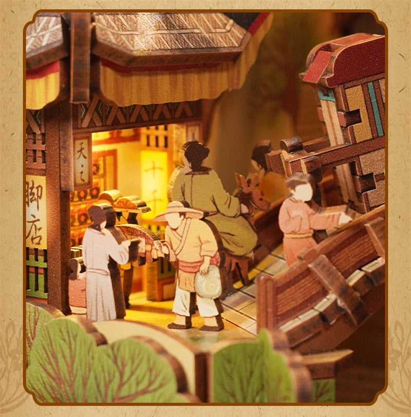 Market scene with villagers in book nook