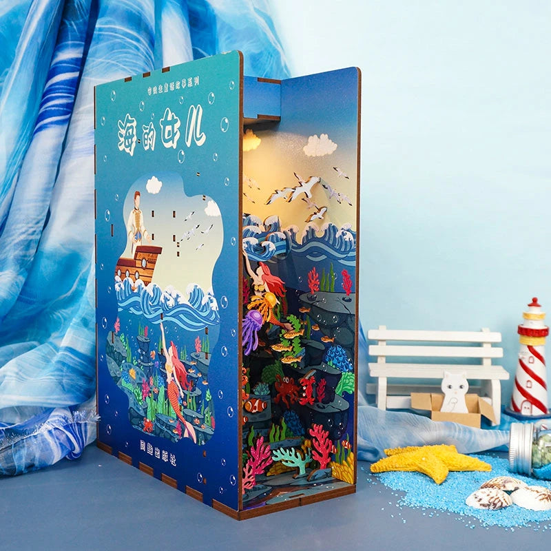 DIY Mermaid At Sea Book Nook with colorful sea creatures