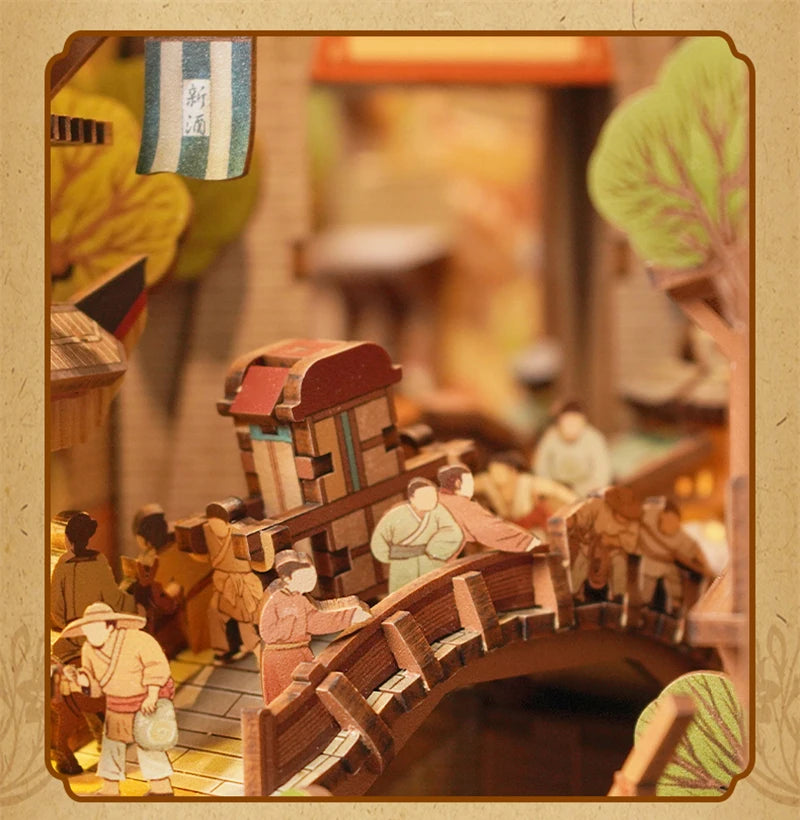 Bridge scene with villagers in book nook