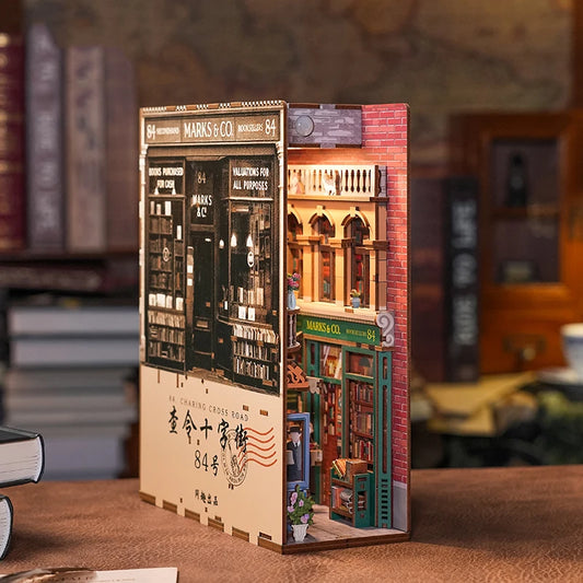 Victorian London book nook kit with detailed street scene