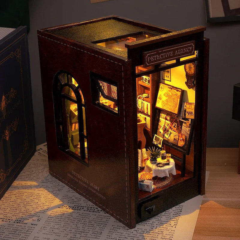 DIY Detective Agency Book Nook with detailed interior