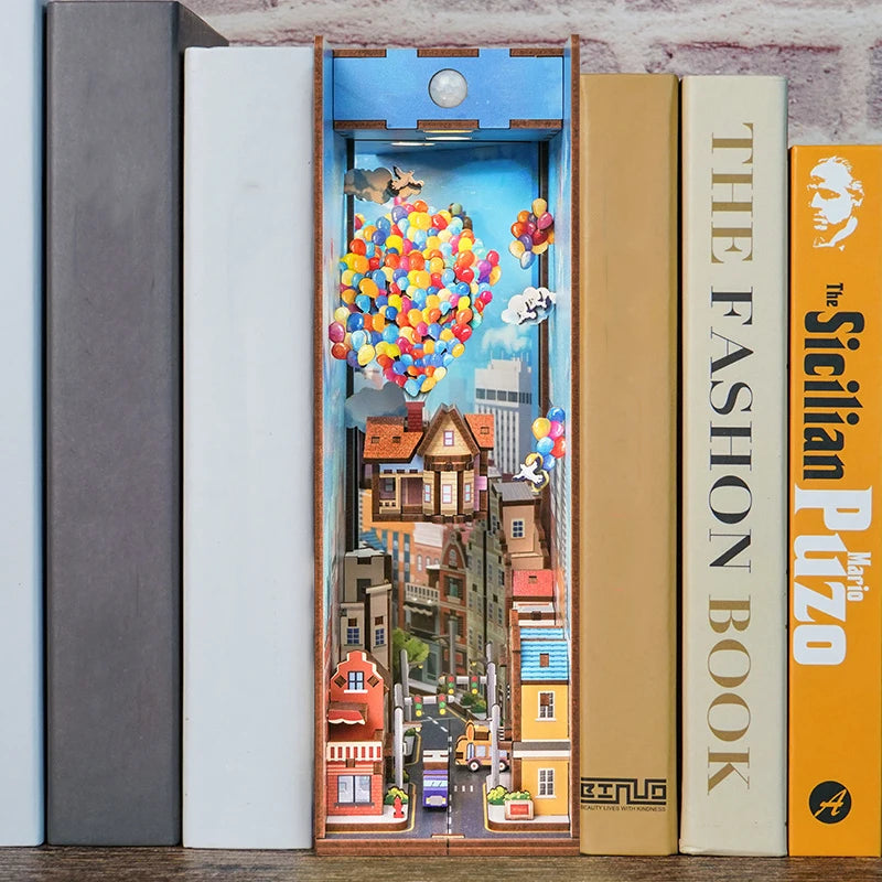 UP Movie Book Nook Kit displayed between books