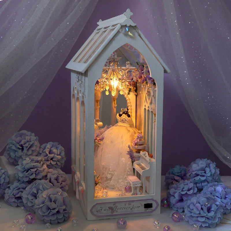 Gothic architecture book nook with bridal display