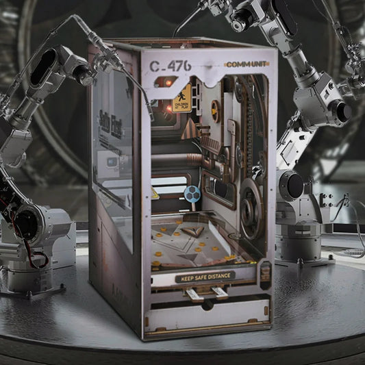 Mechanical Cyberpunk World Book Nook Kit with robotic arms