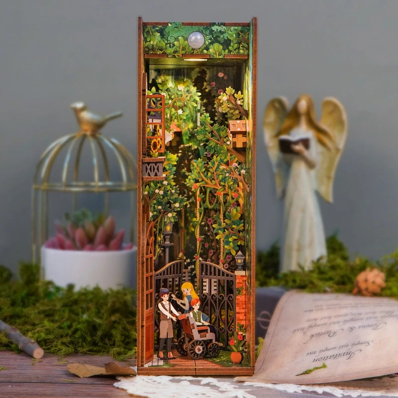 Secret Garden Book Nook Kit with detailed garden scene.