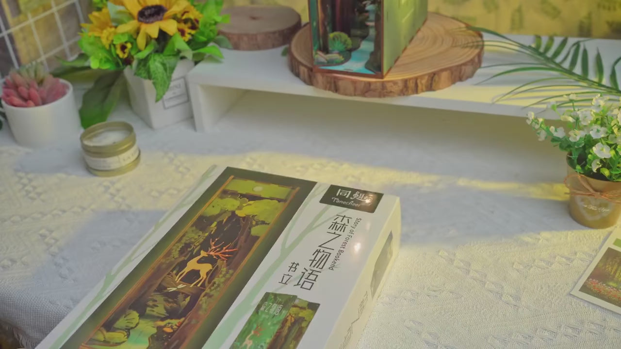 Box of mystical forest book nook kit on table